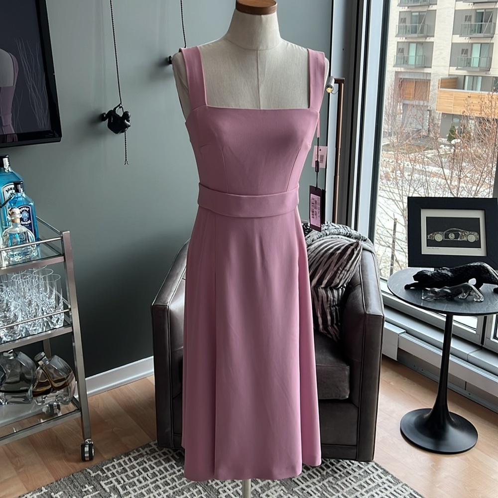 Classic Feminine Audrey Monica Pink Square-Neck A-Line Dress Dolce & Gabbana - Picture 4 of 12